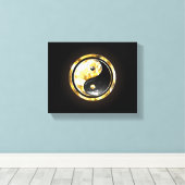 Gouden Yin Yang op zwart Canvas Afdruk (Insitu (Houten vloer))