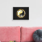 Gouden Yin Yang op zwart Canvas Afdruk (Insitu (Woonkamer))
