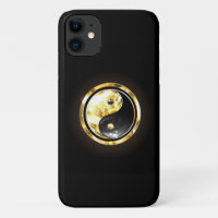 Gouden Yin Yang op zwart
