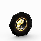 Gouden Yin Yang op zwart Fotoblokken (Links)