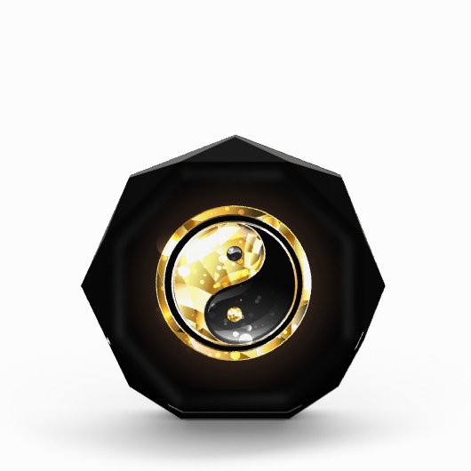 Gouden Yin Yang op zwart Fotoblokken (Voorkant)