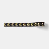 Gouden Yin Yang op zwart Grosgrain Lint (Voorkant)