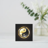 Gouden Yin Yang op zwart Informatiekaartje (Staand voorkant)