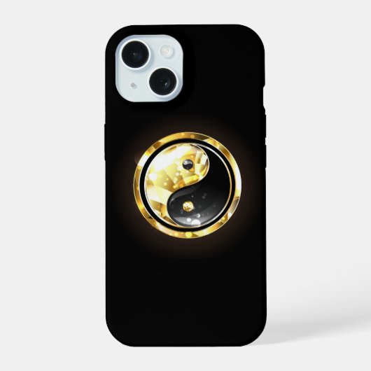 Gouden Yin Yang op zwart iPhone 15 Case (Achterkant)