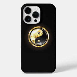 Gouden Yin Yang op zwart iPhone 14 Pro Max Hoesje