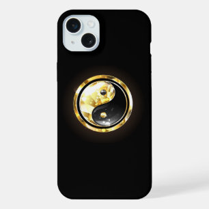 Gouden Yin Yang op zwart iPhone 15 Plus Case