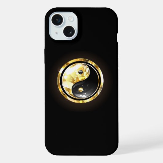 Gouden Yin Yang op zwart iPhone Hoesje (Achterkant)