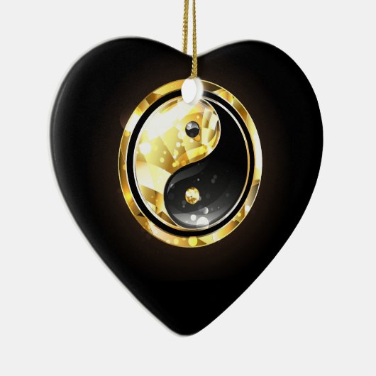 Gouden Yin Yang op zwart Keramisch Ornament (Rechts)