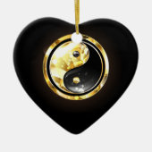 Gouden Yin Yang op zwart Keramisch Ornament (Voorkant)