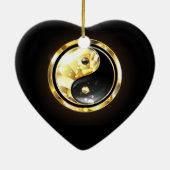 Gouden Yin Yang op zwart Keramisch Ornament (Achterkant)