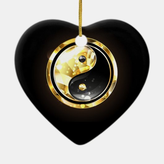 Gouden Yin Yang op zwart Keramisch Ornament (Achterkant)