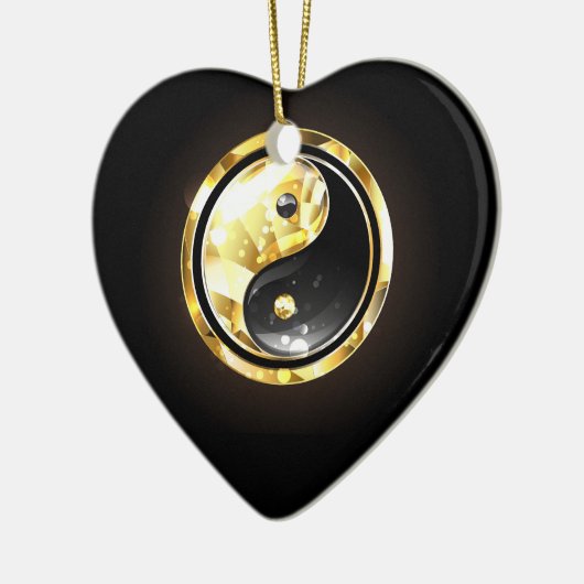 Gouden Yin Yang op zwart Keramisch Ornament (Links)