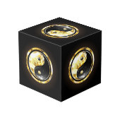 Gouden Yin Yang op zwart Kubus (Achter hoekig)