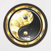 Gouden Yin Yang op zwart Labels (Design 2)