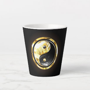 Gouden Yin Yang op zwart Latte Mok