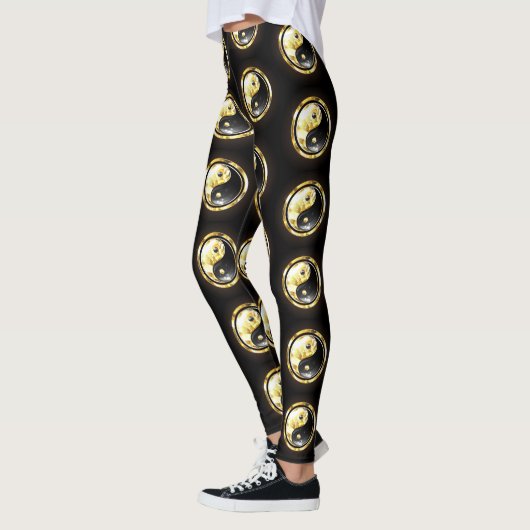 Gouden Yin Yang op zwart Leggings (Links)