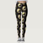 Gouden Yin Yang op zwart Leggings (Voorkant)