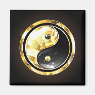 Gouden Yin Yang op zwart Magneet