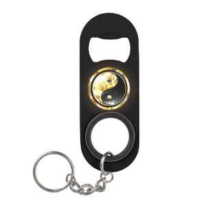 Gouden Yin Yang op zwart Mini Flessenopener