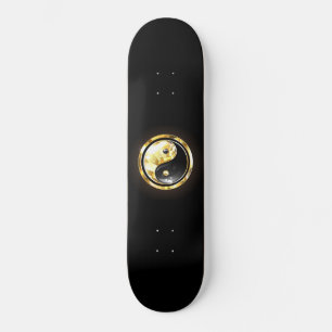 Gouden Yin Yang op zwart Persoonlijk Skateboard