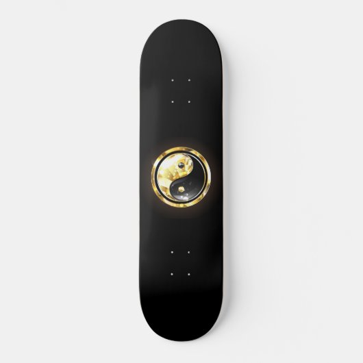 Gouden Yin Yang op zwart Persoonlijk Skateboard (Voorkant)