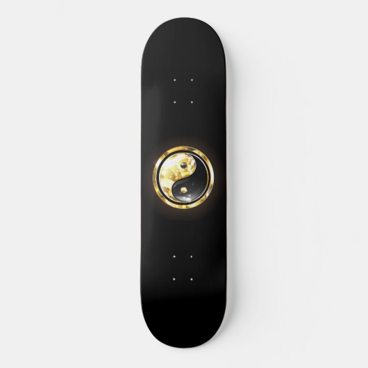 Gouden Yin Yang op zwart Persoonlijk Skateboard (Voorkant)