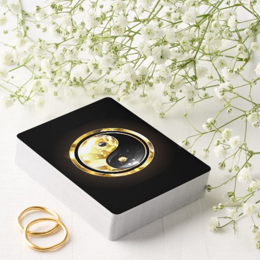 Gouden Yin Yang op zwart Pokerkaarten (Insitu (Huwelijk))