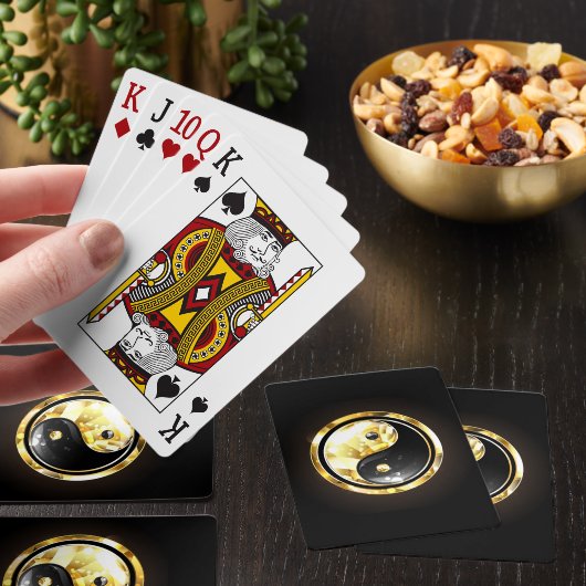 Gouden Yin Yang op zwart Pokerkaarten (Insitu)
