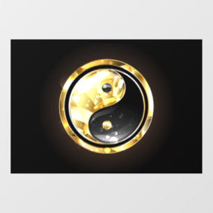 Gouden Yin Yang op zwart Raamsticker