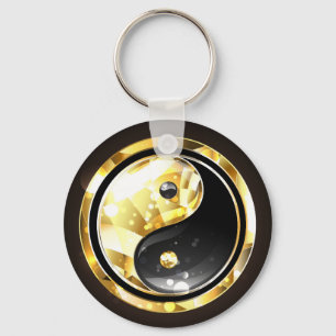 Gouden Yin Yang op zwart Sleutelhanger