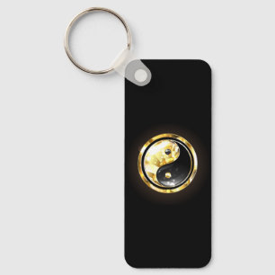 Gouden Yin Yang op zwart Sleutelhanger
