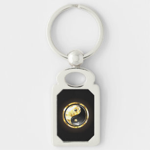 Gouden Yin Yang op zwart Sleutelhanger