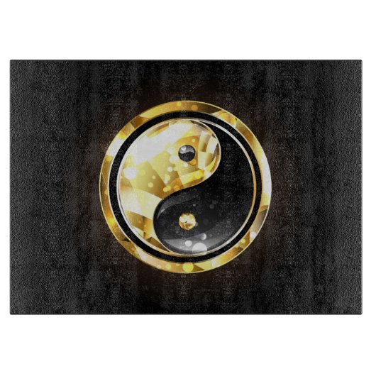 Gouden Yin Yang op zwart Snijplank (Voorkant)