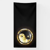 Gouden Yin Yang op zwart Spandoek (Verticaal)