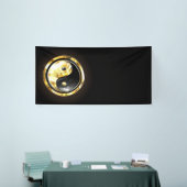 Gouden Yin Yang op zwart Spandoek (Beurs)