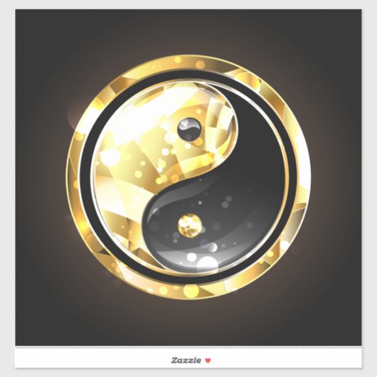 Gouden Yin Yang op zwart Sticker (Vel)