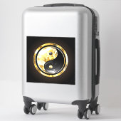 Gouden Yin Yang op zwart Sticker (Koffer)