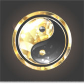 Gouden Yin Yang op zwart Sticker (Voorkant)