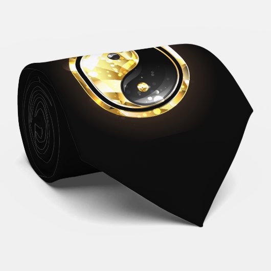 Gouden Yin Yang op zwart Stropdas (Opgerold)
