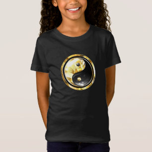 Gouden Yin Yang op zwart T-shirt