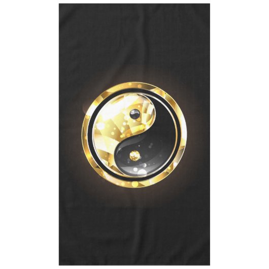 Gouden Yin Yang op zwart Tafelkleed (Voorkant)