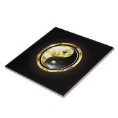 Gouden Yin Yang op zwart Tegeltje (Zijkant)