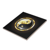 Gouden Yin Yang op zwart Tegeltje (Zijkant)