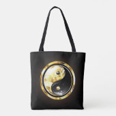 Gouden Yin Yang op zwart Tote Bag (Achterkant)