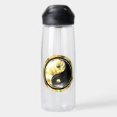 Gouden Yin Yang op zwart Waterfles (Achterkant)