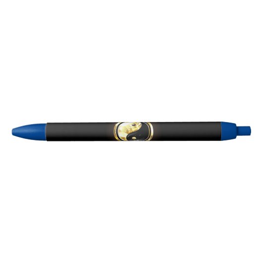 Gouden Yin Yang op zwart Zwarte Inkt Pen (Voorkant)