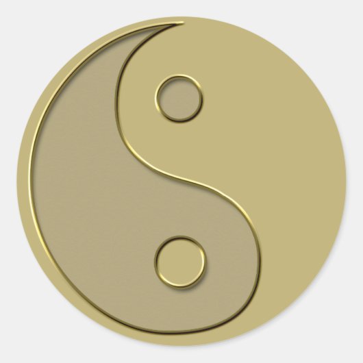 gouden yin yang ronde sticker (Voorkant)