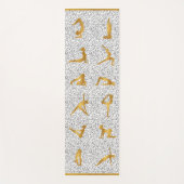 Gouden Yoga Pose Silhouetten op Zwart & Wit Yogamat (Voorkant)