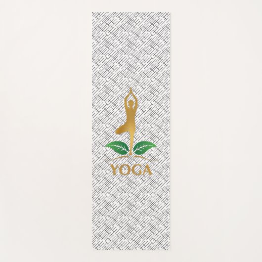 Gouden YOGA Tekst en Silhouet op Zwart Patroon Yogamat (Voorkant)