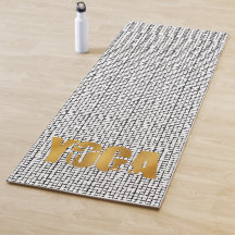 Gouden YOGA tekst met silhouet op zwart patroon